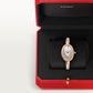 Baignoire Mini 18K Rose Gold Diamond Silvered Dial Alligator Strap Watch