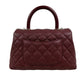 Chanel Coco Burgundy Quilted Caviar Leather Top Handle Bag Small size 01
