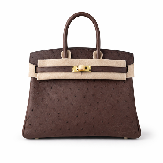 Hermès Birkin 25 Ostrich  leather Coffee color / Gold  Hardware 01