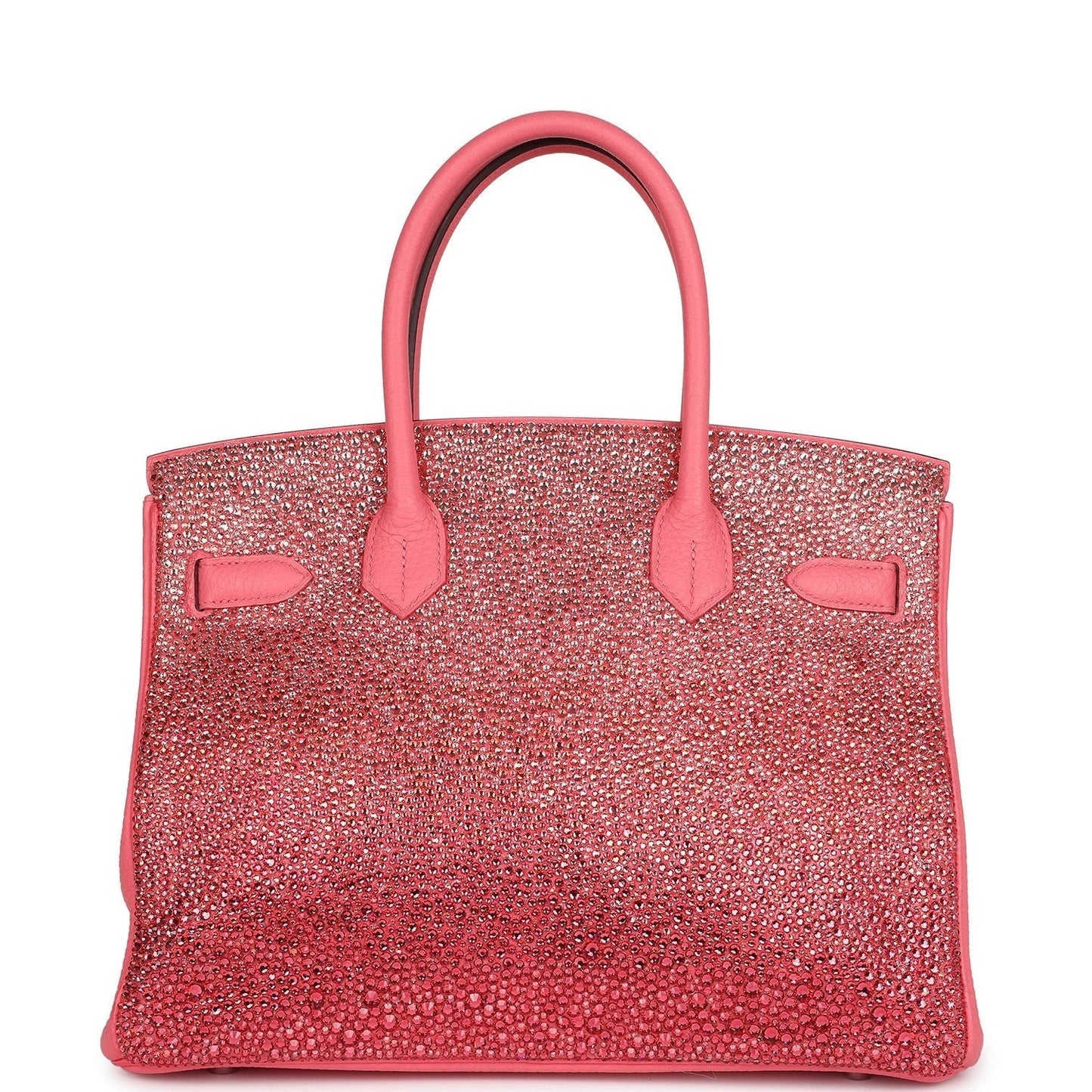 Custom Ombre Swarovski Crystal Hermès Birkin 30 Rose Azalee Clemence Palladium Hardware