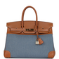 Vintage Birkin 35 Blue Denim and Gold Gulliver Gold Hardware