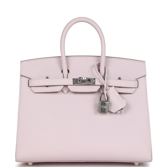 Birkin Sellier 25 Mauve Pale Epsom Palladium Hardware