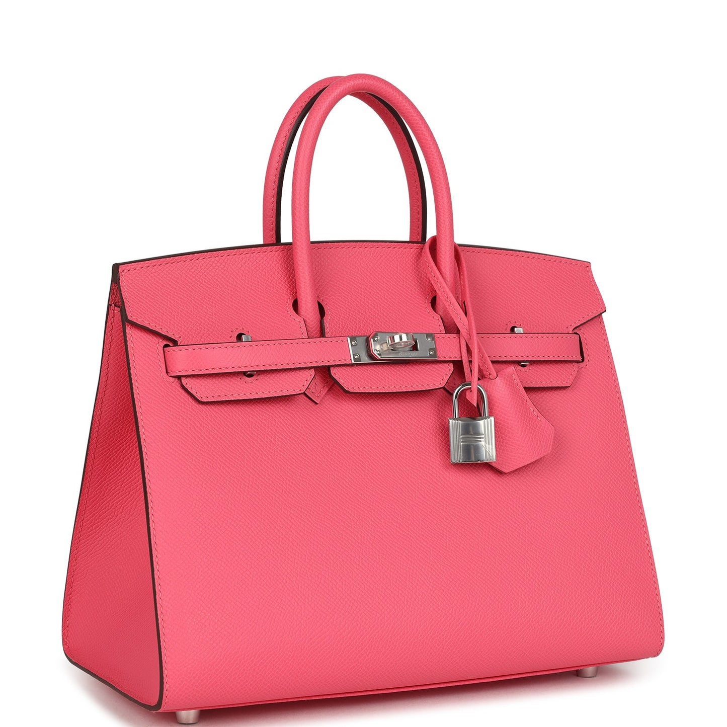 Birkin Sellier 25 Rose Azalee Epsom Palladium Hardware