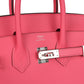 Birkin Sellier 25 Rose Azalee Epsom Palladium Hardware