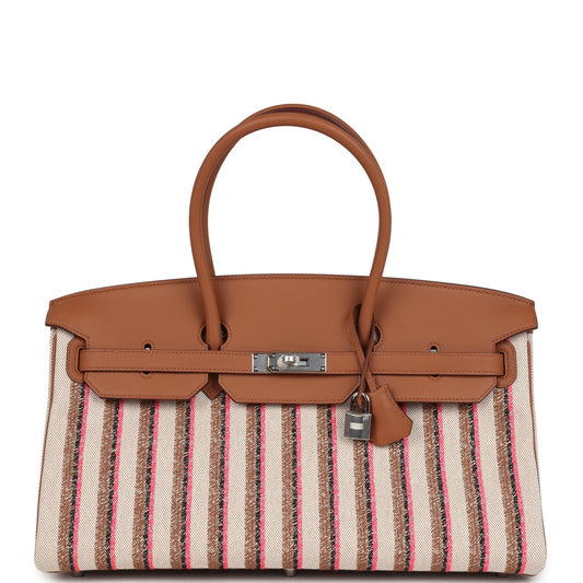 Shoulder Birkin Light 39 Multicolor Toile and Gold Swift Palladium Hardware