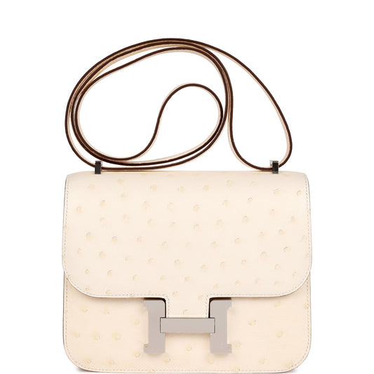 Constance 18 Nata Ostrich Palladium Hardware