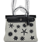 Herbag Zip 31 PM Hobnailed Black and Ecru Printed H Plume Canvas and Vache Hunter Palladium Hardware