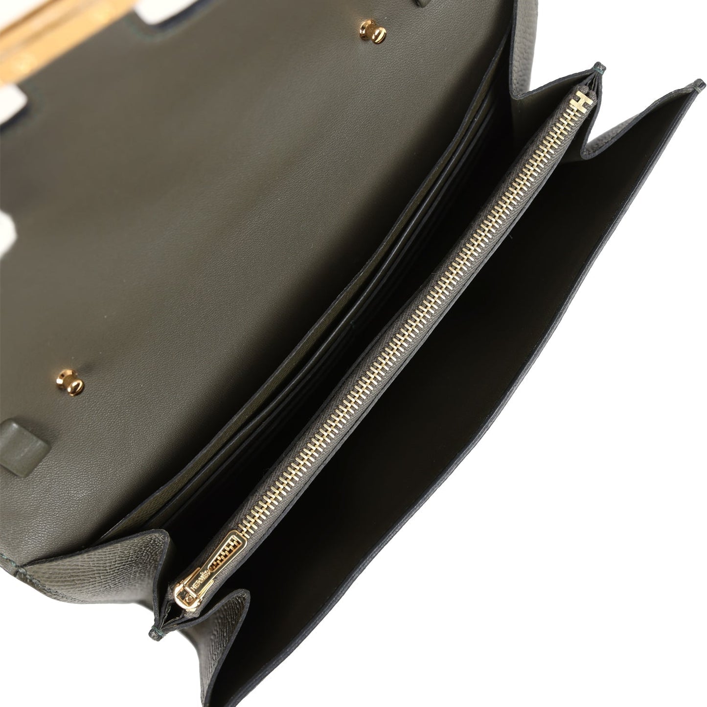 Constance Wallet To Go Vert De Gris Epsom Gold Hardware