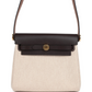 Herbag Zip 20 Mini Ecru and Beige Toile H Canvas and Ebene Vache Hunter Gold Hardware