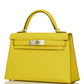 Kelly Sellier 20 Jaune de Naples Verso Chèvre Palladium Hardware
