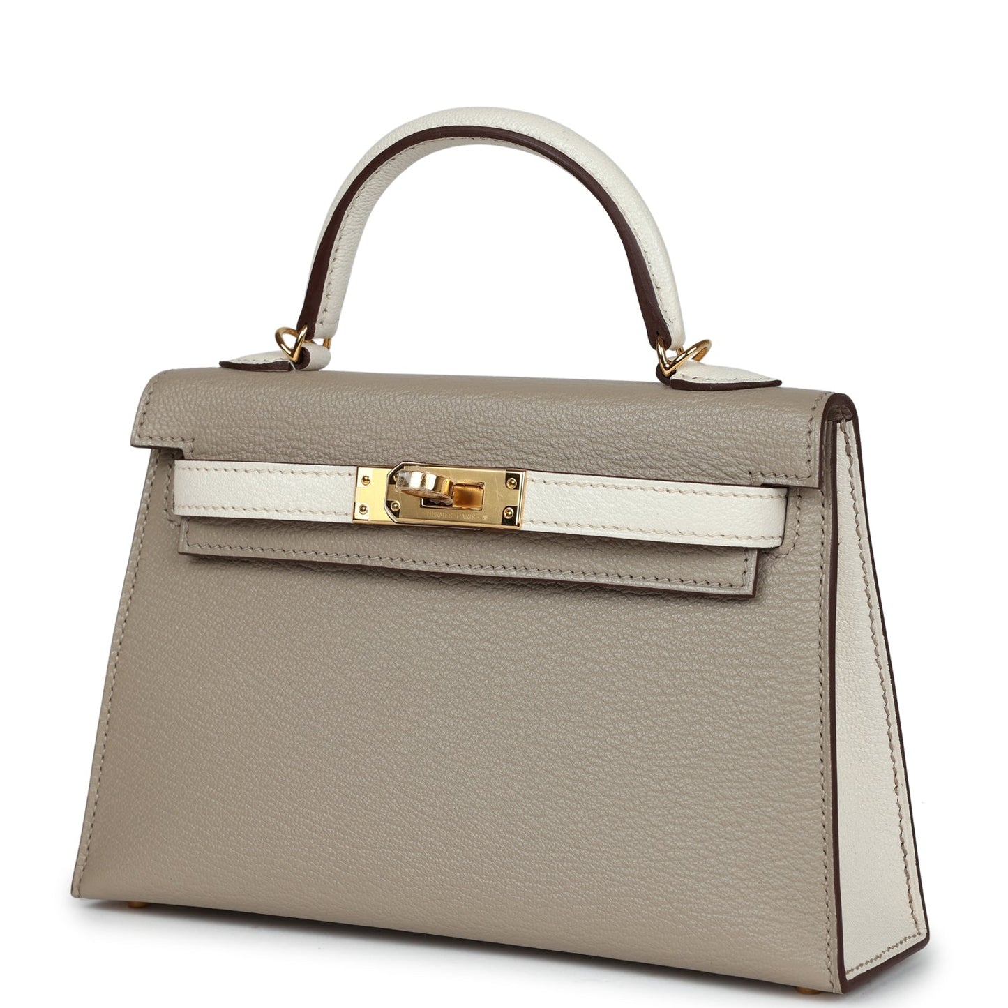 Special Order (HSS) Kelly Sellier 20 Gris Tourterelle and Nata Chevre Gold Hardware
