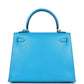 Kelly Sellier 25 Bleu Frida Chevre Gold Hardware