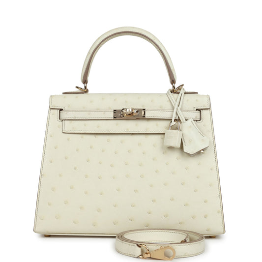 Special Order (HSS) Kelly Sellier 25 Nata Verso Ostrich Permabrass Hardware