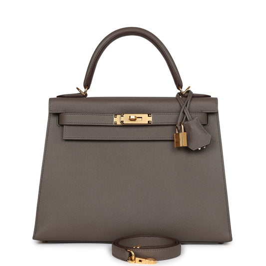Kelly Sellier 28 Etain Epsom Gold Hardware