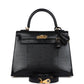 Kelly Sellier 25 Black Varanus Niloticus Lizard Gold Hardware