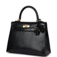 Kelly Sellier 25 Black Varanus Niloticus Lizard Gold Hardware