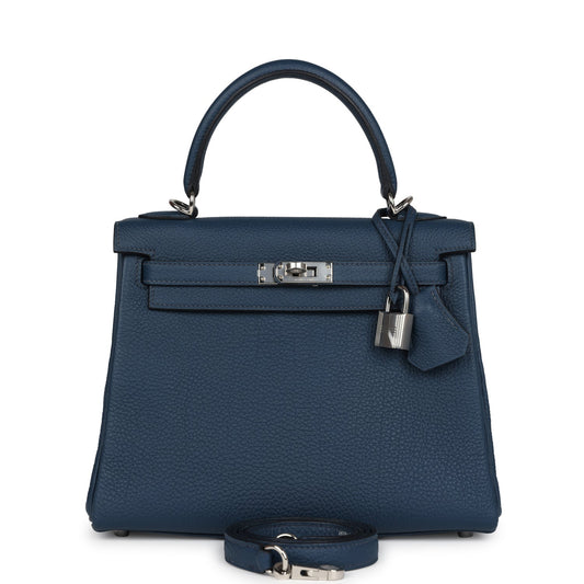 Kelly Retourne 25 Bleu De Prusse Togo Palladium Hardware