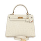 Special Order (HSS) Kelly Sellier 25 Beton Ostrich Verso Brushed Gold Hardware