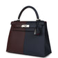 Kelly Sellier 28 Casaque Bleu Indigo and Rouge Sellier Epsom Palladium Hardware