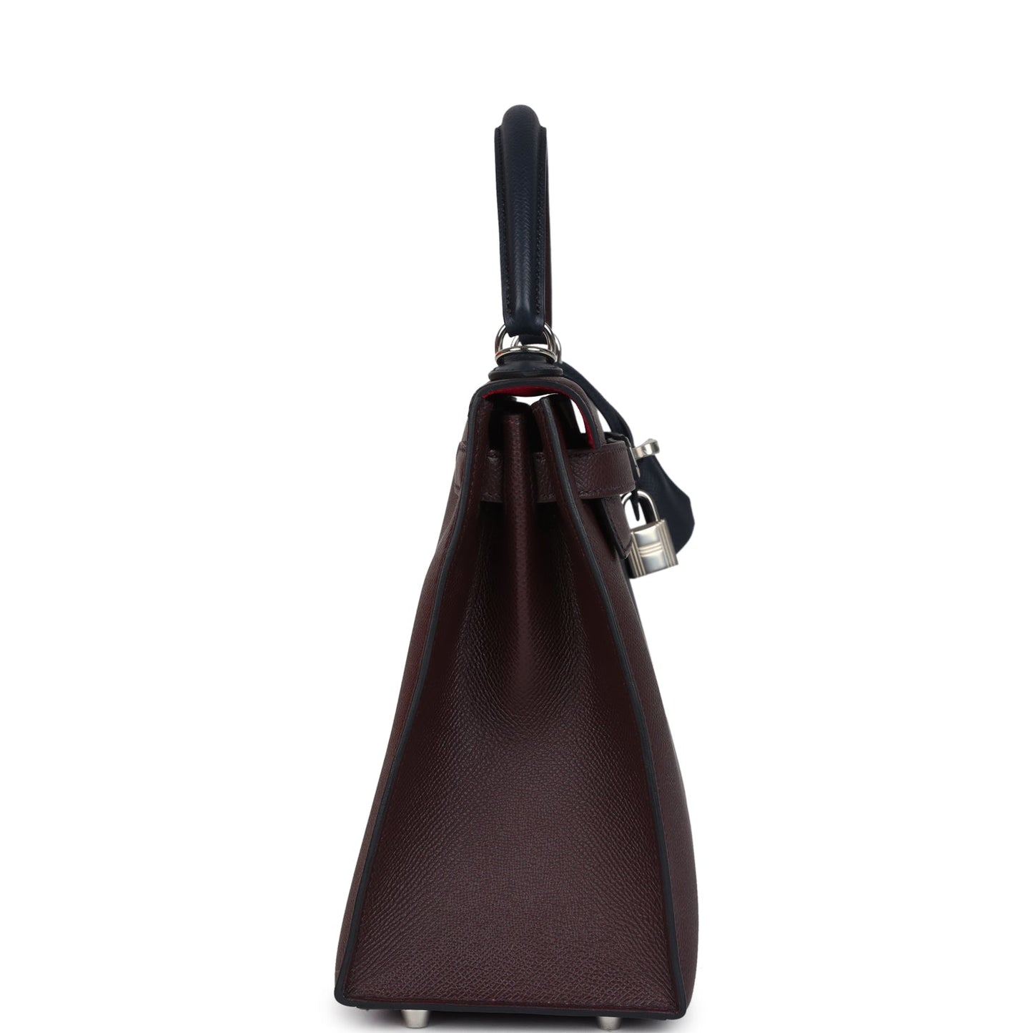 Kelly Sellier 28 Casaque Bleu Indigo and Rouge Sellier Epsom Palladium Hardware