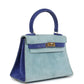 Vintage Kelly Sellier 20 Bleu Electric and Aqua Doblis Gold Hardware
