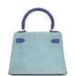Vintage Kelly Sellier 20 Bleu Electric and Aqua Doblis Gold Hardware