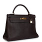 Vintage Kelly Retourne 32 Marron Fonce Fjord Gold Hardware