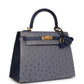 Special Order (HSS) Kelly Sellier 25 Gris Agate and Bleu Iris Ostrich Brushed Gold Hardware