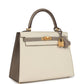 Special Order (HSS) Kelly Sellier 25 Craie and Gris Asphalte Epsom Brushed Gold Hardware