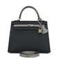 Special Order (HSS) Kelly Sellier 25 Black and Gris Mouette Epsom Brushed Gold Hardware