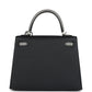 Special Order (HSS) Kelly Sellier 25 Black and Gris Mouette Epsom Brushed Gold Hardware