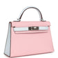 Special Order (HSS) Kelly Sellier 20 Rose Sakura and Bleu Brume Chevre Palladium Hardware