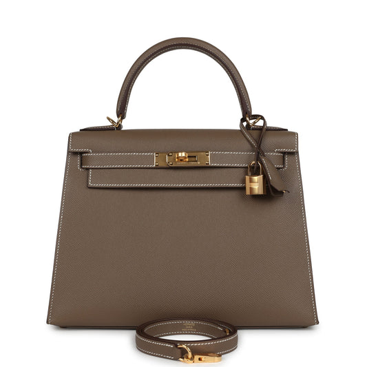 Kelly Sellier 28 Etoupe Epsom Gold Hardware
