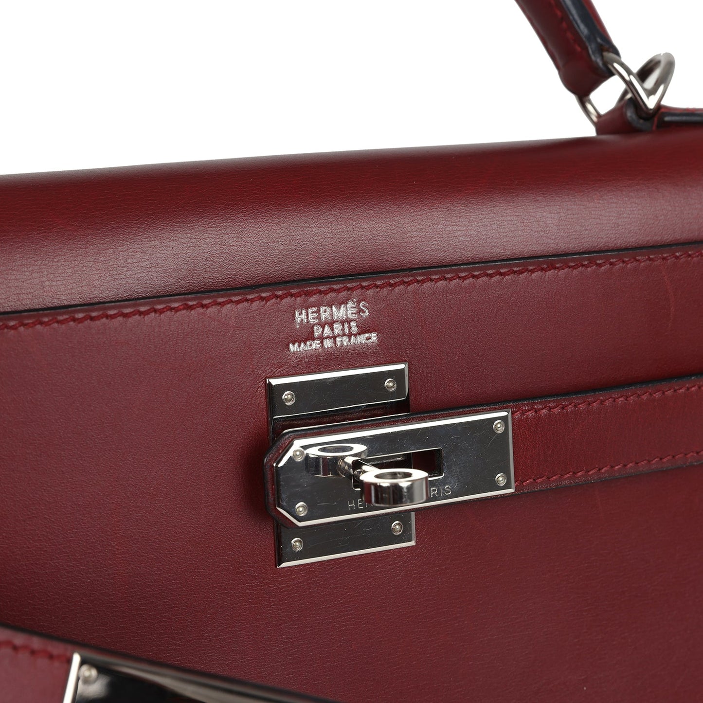 Vintage Kelly Sellier 32 Rouge H Box Palladium Hardware