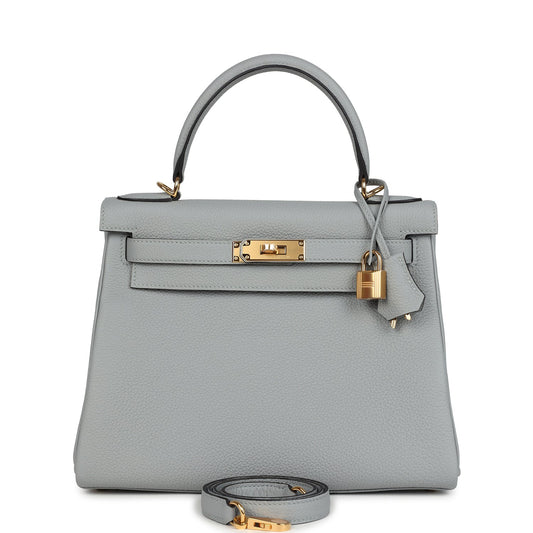 Kelly Retourne 28 Bleu Glacier Togo Gold Hardware