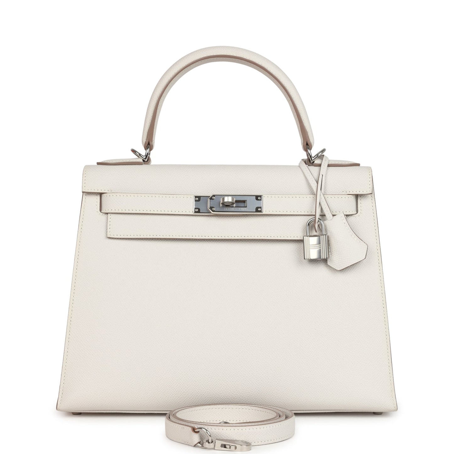 Kelly Sellier 28 Gris Pale Epsom Palladium Hardware