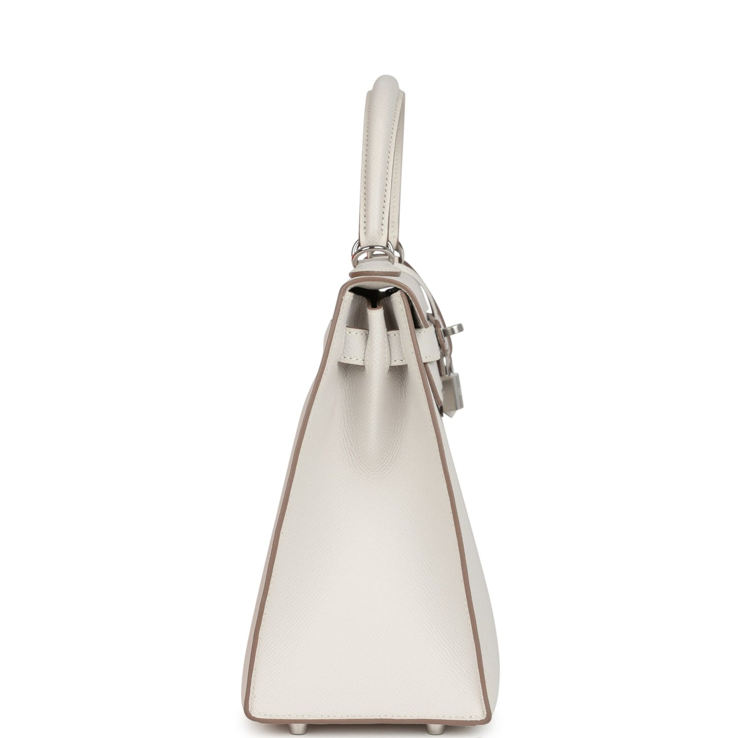 Kelly Sellier 28 Gris Pale Epsom Palladium Hardware