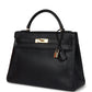 Vintage Kelly Retourne 32 Black Ardennes Gold Hardware