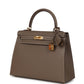 Kelly Sellier 25 Etoupe Epsom Gold Hardware
