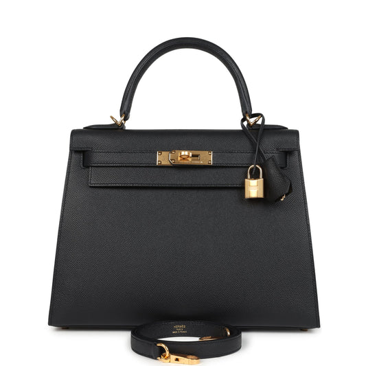 Kelly Sellier 28 Black Epsom Gold Hardware