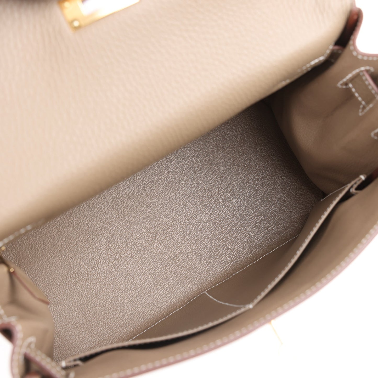 Kelly Retourne 28 Etoupe Clemence Gold Hardware
