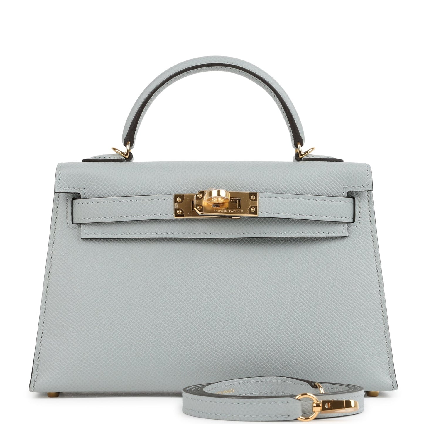 Kelly Sellier 20 Bleu Glacier Epsom Gold Hardware