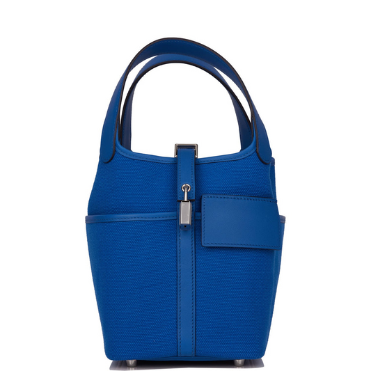 Picotin Cargo 18 Bleu France Swift and Toile Canvas Palladium Hardware