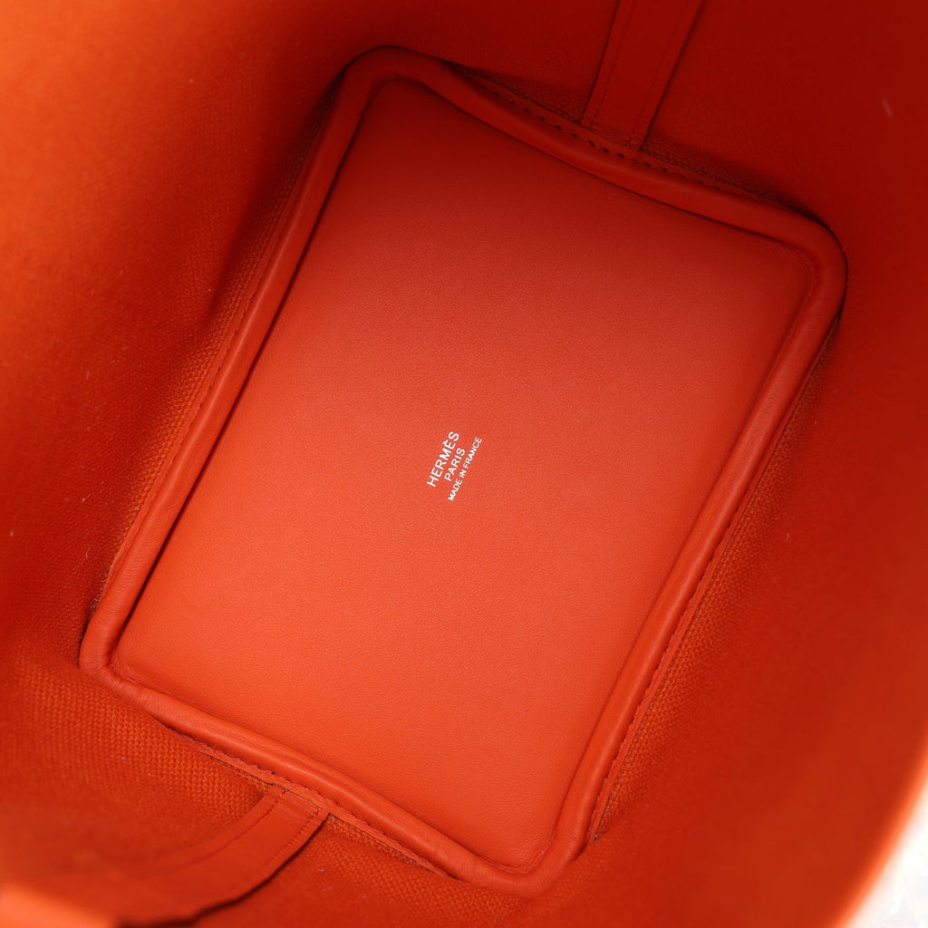 Picotin Cargo 18 Orange Swift and Toile Canvas Palladium Hardware