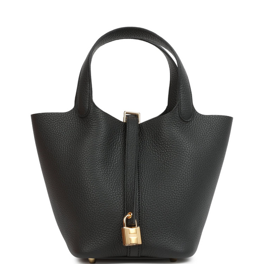 Picotin Lock 18 Black Clemence Gold Hardware