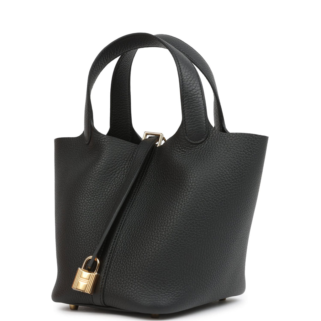 Picotin Lock 18 Black Clemence Gold Hardware