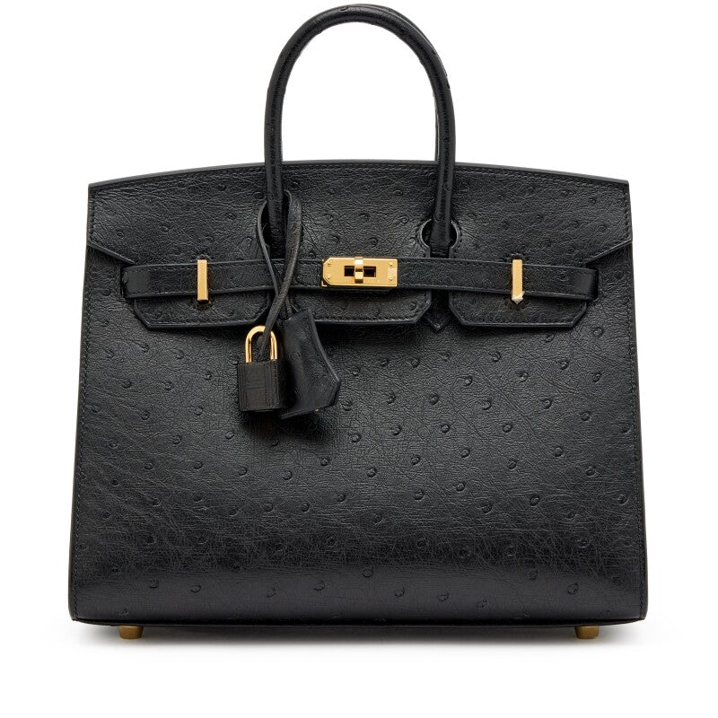 Hermès Birkin 25 Ostrich  leather Black color / Gold  Hardware 01