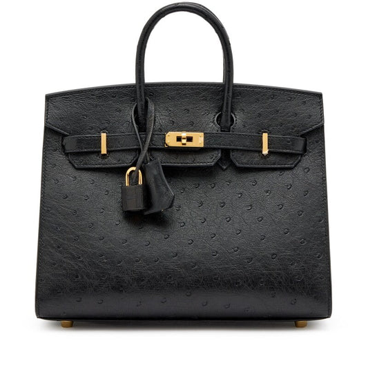 Hermès Birkin 25 Ostrich  leather Black color / Gold  Hardware 01