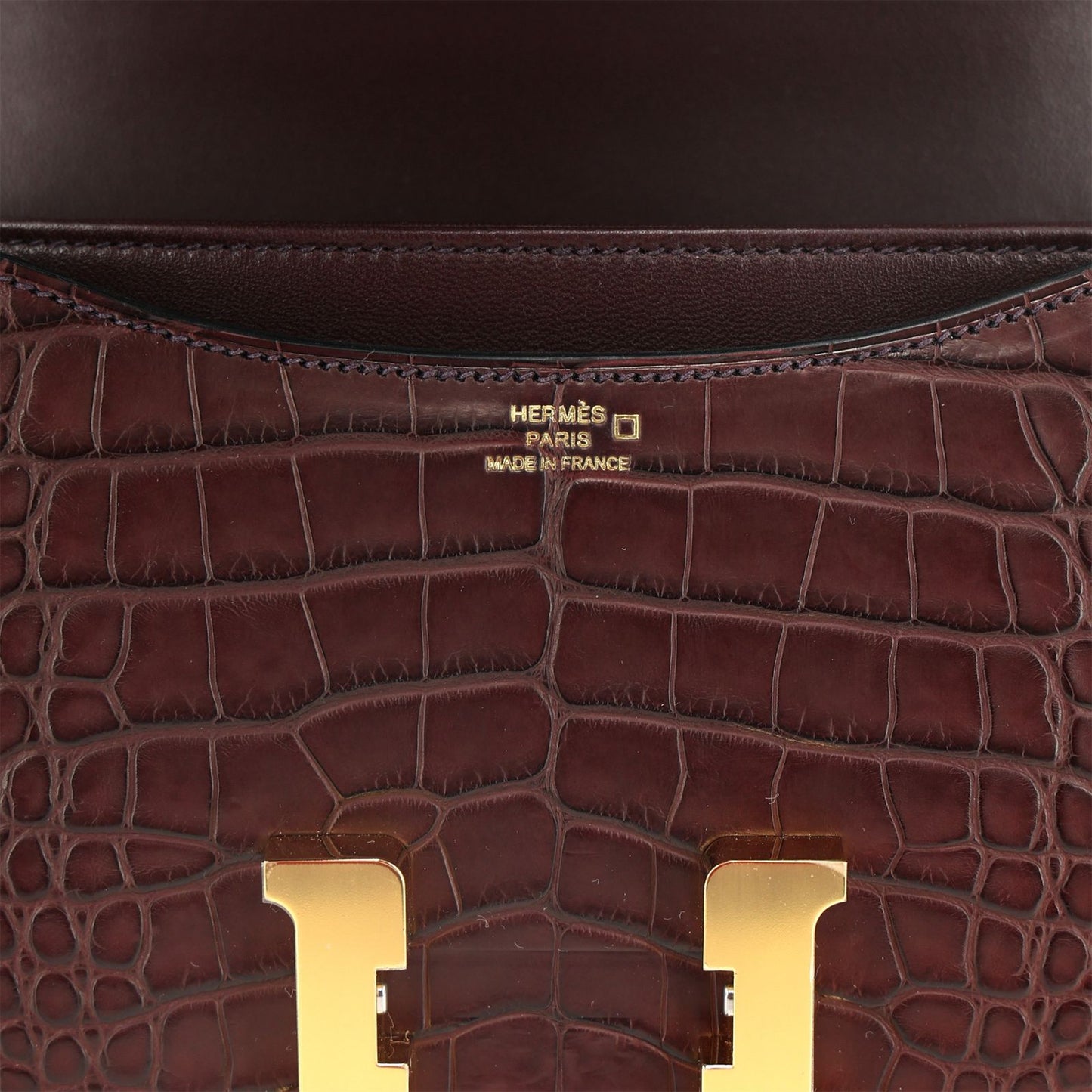 Hermès Constance 18 Crocodile leather Wine Red  color  / Gold  Hardware 01