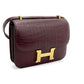 Hermès Constance 18 Crocodile leather Wine Red  color  / Gold  Hardware 01
